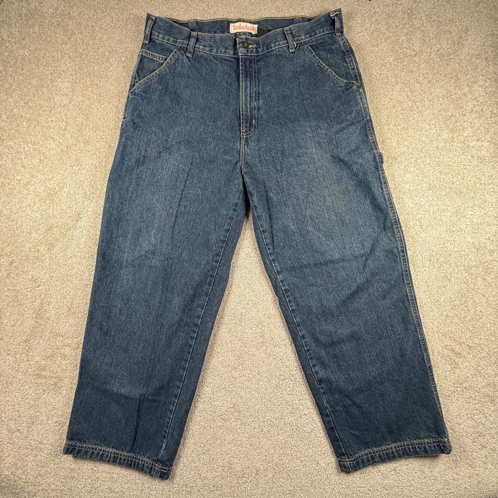 Timberland Mens Carpenter Jeans 36x30 Blue Denim Relaxed Fit Workwear Pants